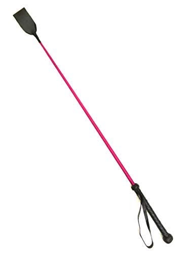 PETS TRIANGLE Kid 25" Leather Riding Crop Horse Riding Stick (Fuchsia & Black) Unbreakable Stick - Image 1
