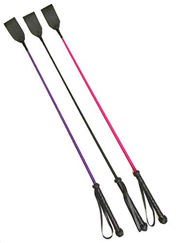 PETS TRIANGLE Kid 25" Leather Riding Crop Horse Riding Stick (Fuchsia & Black) Unbreakable Stick - Image 3