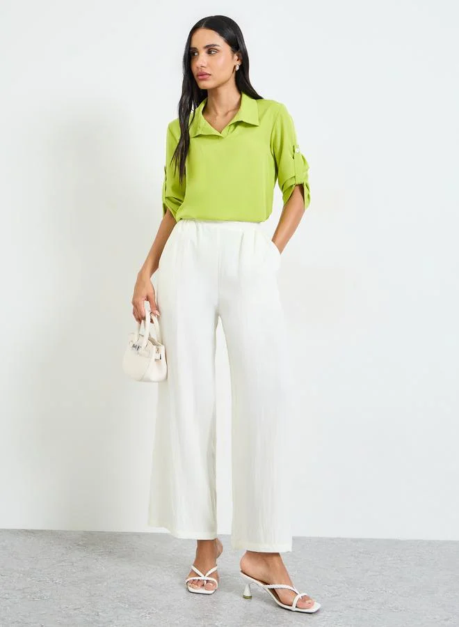 Take Two Green 3/4 Sleeve Regular Fit Top