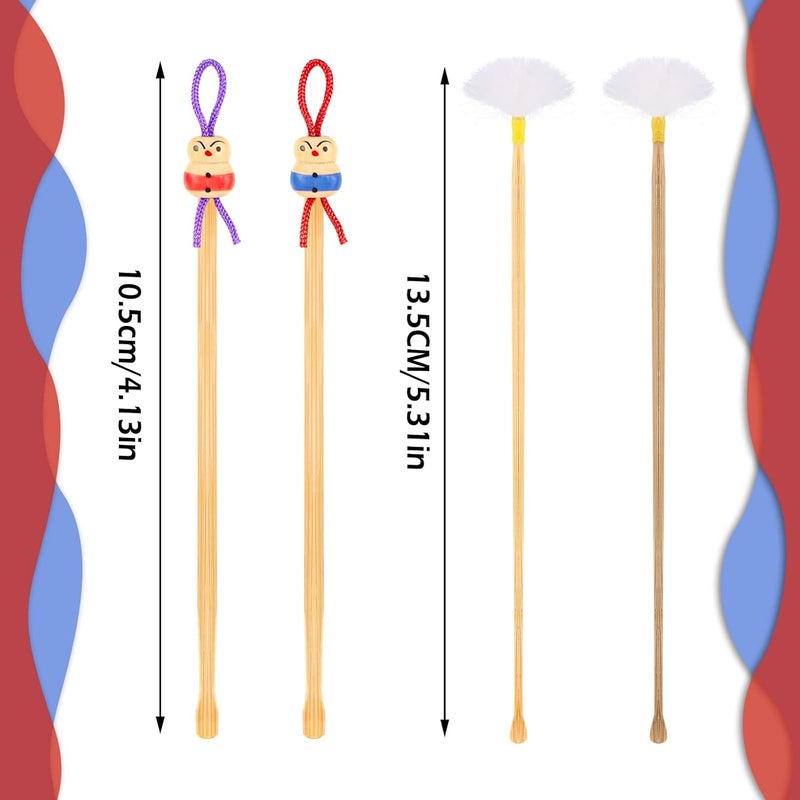 Threlaco 8 Pcs Bamboo Ear Picker Ear Cleaning Spoon Cute Doll Goose Feather Wood Pick Chinese Scraper Wax Removers Cleaning Tool for Adult Cute Style105mm 135mm - Image 2