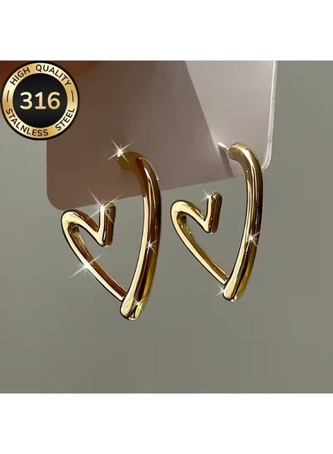 Hypoallergenic Open Heart Stud Earrings – Tarnish-Resistant Minimalist Jewelry for Women & Teens