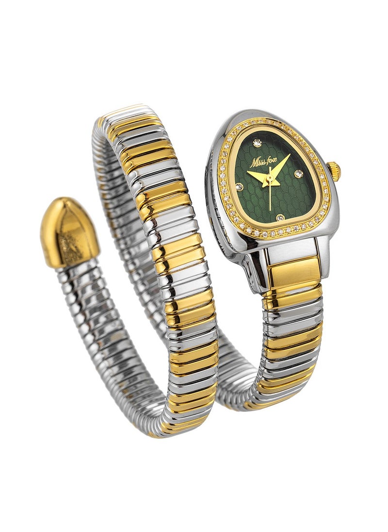 MISS FOX Women's Watch Snake Watch Snake Head Bracelet Stainless Steel with Diamonds Snake Watch  - Image 1