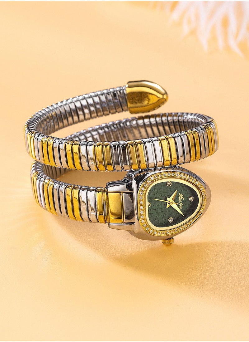 MISS FOX Women's Watch Snake Watch Snake Head Bracelet Stainless Steel with Diamonds Snake Watch  - Image 5