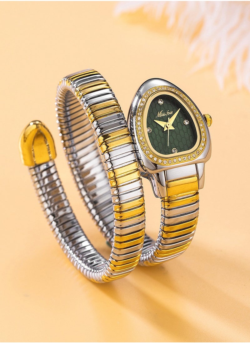 MISS FOX Women's Watch Snake Watch Snake Head Bracelet Stainless Steel with Diamonds Snake Watch  - Image 4