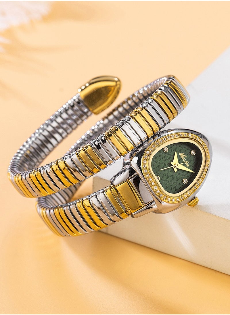 MISS FOX Women's Watch Snake Watch Snake Head Bracelet Stainless Steel with Diamonds Snake Watch  - Image 3
