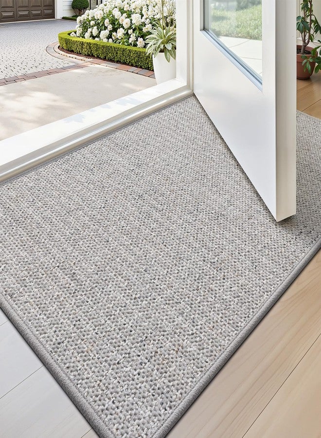 LUMI Thin Indoor Door Mat 17''x30'', Traps Dirt and Moisture, Non-Slip Rubber Backing Mats, Modern Inside Doormat for Home Entrance, Entryway, Patio & Porch, Light Gray - Image 1