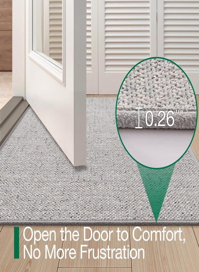 LUMI Thin Indoor Door Mat 17''x30'', Traps Dirt and Moisture, Non-Slip Rubber Backing Mats, Modern Inside Doormat for Home Entrance, Entryway, Patio & Porch, Light Gray - Image 3