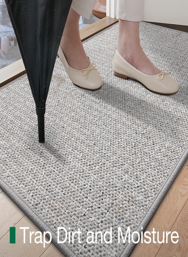 LUMI Thin Indoor Door Mat 17''x30'', Traps Dirt and Moisture, Non-Slip Rubber Backing Mats, Modern Inside Doormat for Home Entrance, Entryway, Patio & Porch, Light Gray - Image 4