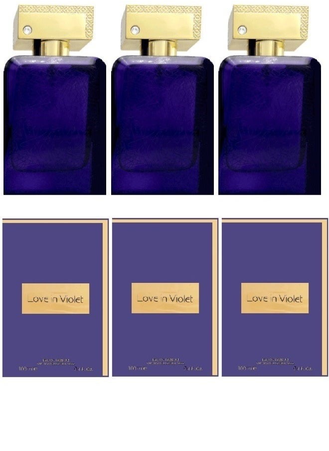 لوف ان فيوليت - مجموعة من 3 قطع من عطر لوف ان فيوليت للنساء - أو دو بارفيوم - 100 مل*3قطع - لمسة من الانتعاش والأنوثة بتركيبة فاكهية فريدة - Image 1