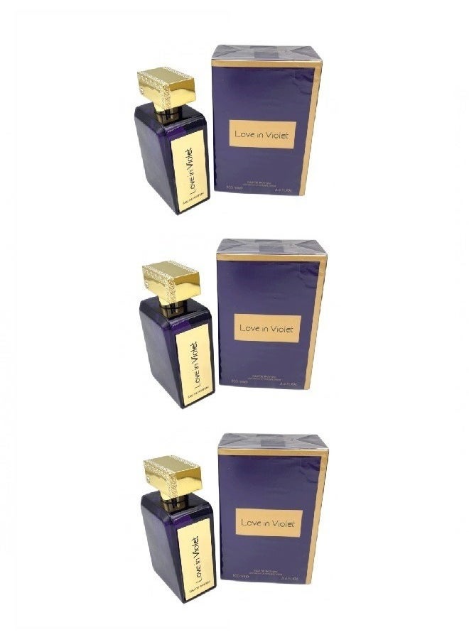 لوف ان فيوليت - مجموعة من 3 قطع من عطر لوف ان فيوليت للنساء - أو دو بارفيوم - 100 مل*3قطع - لمسة من الانتعاش والأنوثة بتركيبة فاكهية فريدة - Image 1