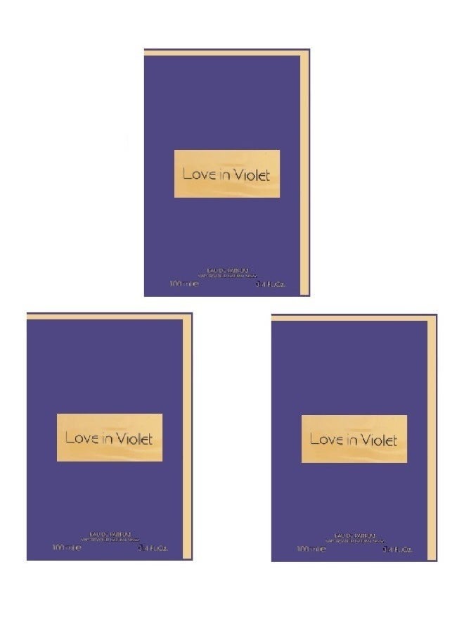 لوف ان فيوليت - مجموعة من 3 قطع من عطر لوف ان فيوليت للنساء - أو دو بارفيوم - 100 مل*3قطع - لمسة من الانتعاش والأنوثة بتركيبة فاكهية فريدة - Image 1