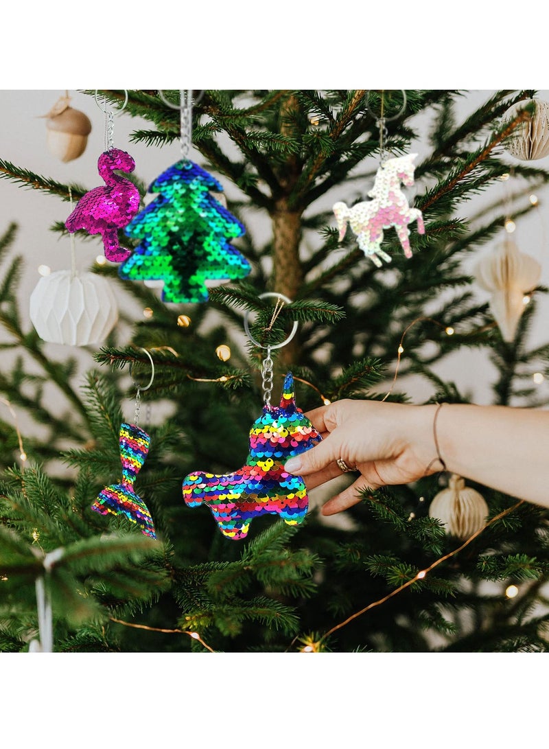 KASTWAVE Colorful Sequin Keychains, Girls Keyrings Party Bags Fillers, Colorful Reversible Sequins, Birthday Party Gifts Supplies,for Kids & Adults Birthday Favors Backpack Accessories 20 pcs - Image 5