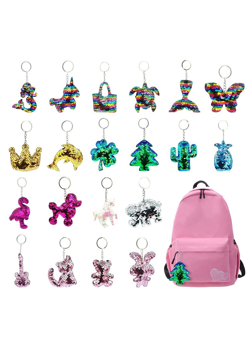 KASTWAVE Colorful Sequin Keychains, Girls Keyrings Party Bags Fillers, Colorful Reversible Sequins, Birthday Party Gifts Supplies,for Kids & Adults Birthday Favors Backpack Accessories 20 pcs - Image 1