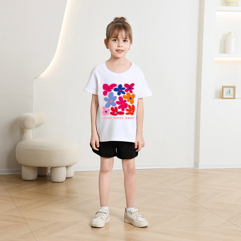 Girls' Short-Sleeved T-Shirt Cotton 2026 New Style Children'S Cartoon Print Half-Sleeve Girls' Korean Style Trendy Children'S Clothing - Image 5