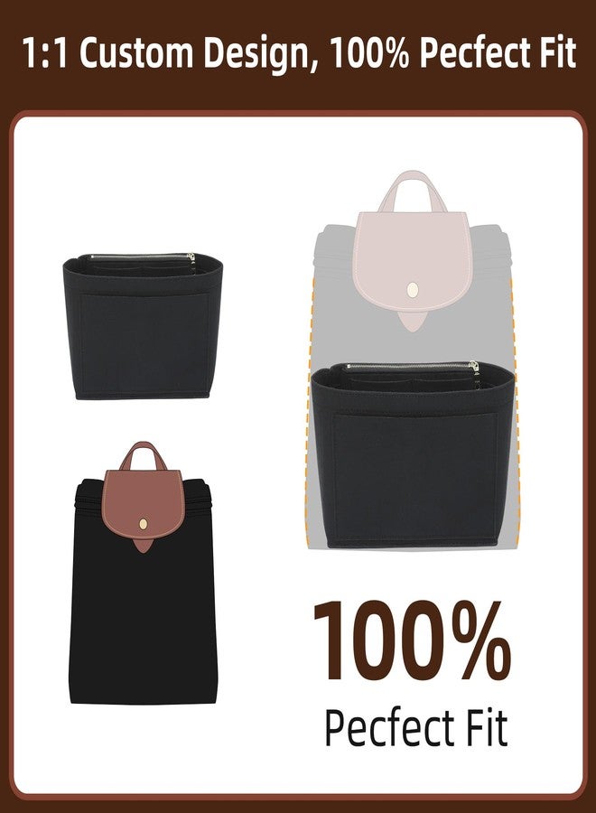 Doxo Backpack Organzier Insert Compatible with Longchamp Le Pliage Bag and More (9" L x 3.2" W x 6.7" H, Black) - Image 2