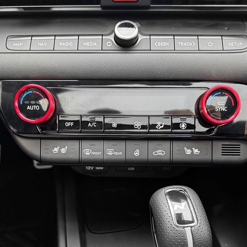 JUIVEEL 2PCS Aluminum Air Condition Switch Button Knob Cover for Hyundai Elantra 2021-2025 (Red Style) - Image 1