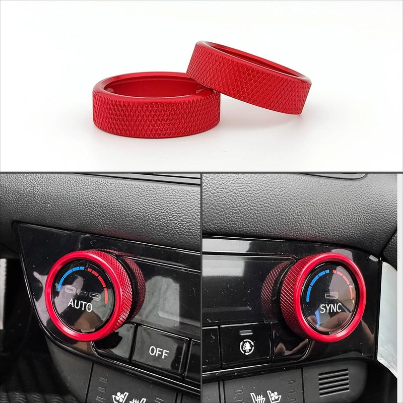 JUIVEEL 2PCS Aluminum Air Condition Switch Button Knob Cover for Hyundai Elantra 2021-2025 (Red Style) - Image 3