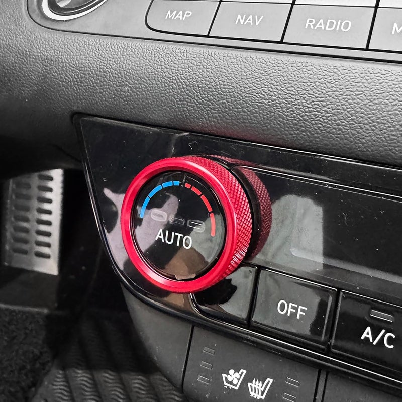JUIVEEL 2PCS Aluminum Air Condition Switch Button Knob Cover for Hyundai Elantra 2021-2025 (Red Style) - Image 4