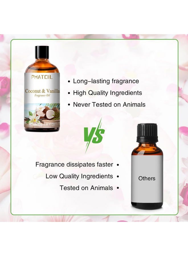 PHATOIL 3.38FL.OZ Coconut & Vanilla Fragrance Oils for Aromatherapy, Essential Oils for Diffusers for Home, Perfect for Diffuser, Yoga, DIY Candle and Soap Making - 100ml - Image 4