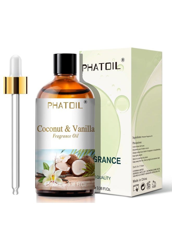 PHATOIL 3.38FL.OZ Coconut & Vanilla Fragrance Oils for Aromatherapy, Essential Oils for Diffusers for Home, Perfect for Diffuser, Yoga, DIY Candle and Soap Making - 100ml - Image 2