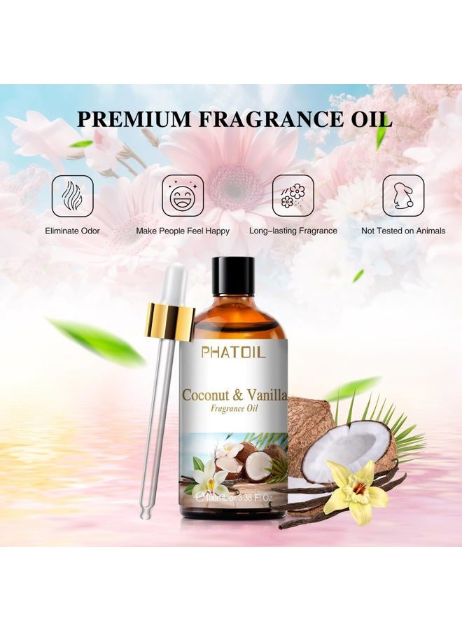PHATOIL 3.38FL.OZ Coconut & Vanilla Fragrance Oils for Aromatherapy, Essential Oils for Diffusers for Home, Perfect for Diffuser, Yoga, DIY Candle and Soap Making - 100ml - Image 3