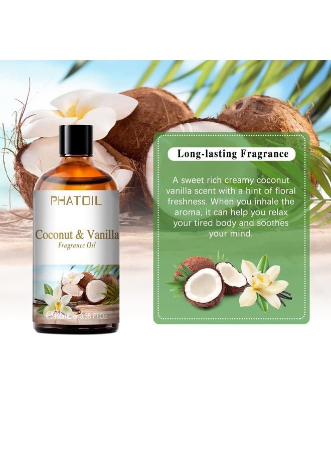 PHATOIL 3.38FL.OZ Coconut & Vanilla Fragrance Oils for Aromatherapy, Essential Oils for Diffusers for Home, Perfect for Diffuser, Yoga, DIY Candle and Soap Making - 100ml - Image 5