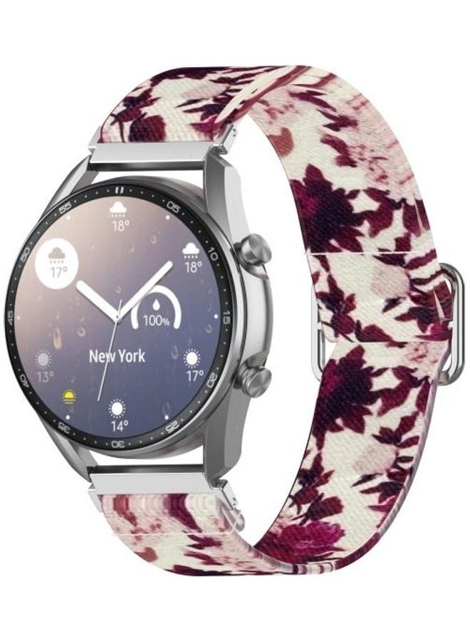 NIBEMINENT Adjustable Elastic Printing Replacement Watchband 20mm For Samsung Galaxy Watch3 41mm Peony - Image 3