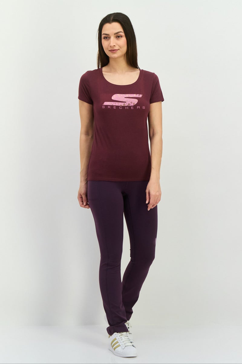 SKECHERS تي شيرت رياضي نسائي قصير الأكمام في الهواء الطلق، موف - Image 4