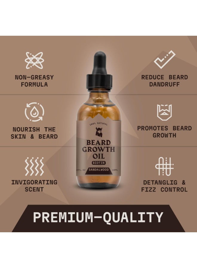 Striking Viking Striking Viking Beard Growth Oil with Biotin - 2 Fl Oz, 2 Pack, Sandalwood - Thickening & Conditioning Biotin Beard Growth Serum for Men with Argan & Jojoba Oil - Facial Hair Serum for Men - Image 3