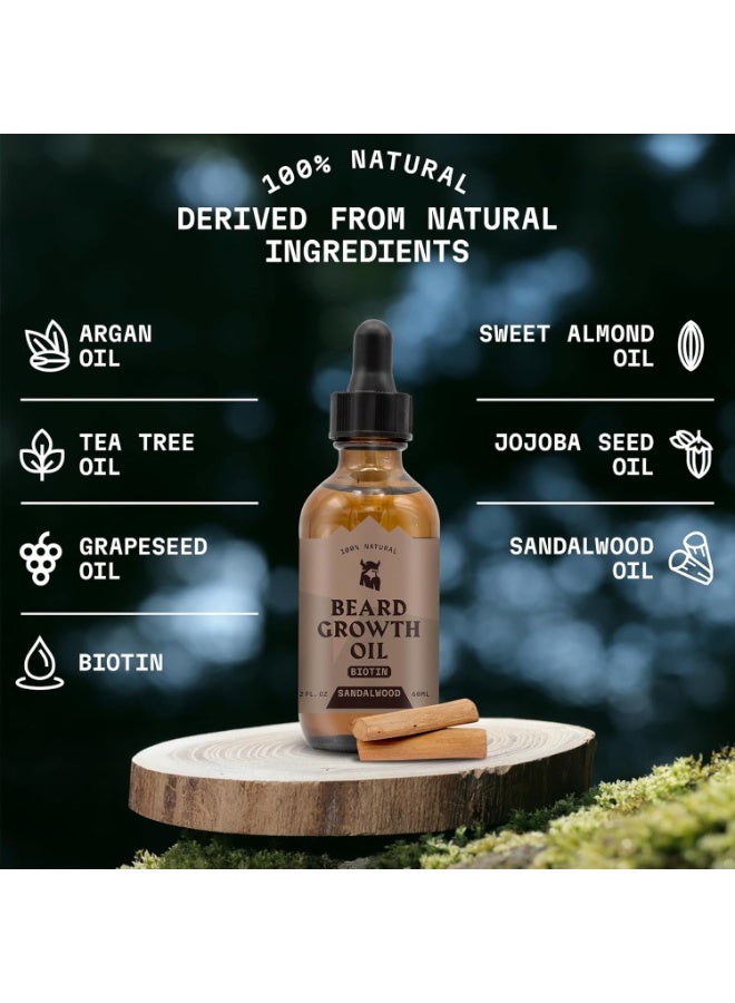 Striking Viking Striking Viking Beard Growth Oil with Biotin - 2 Fl Oz, 2 Pack, Sandalwood - Thickening & Conditioning Biotin Beard Growth Serum for Men with Argan & Jojoba Oil - Facial Hair Serum for Men - Image 2