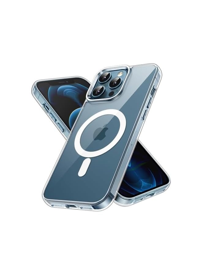 جي تيك حافظة مغناطيسية لهاتف آيفون 12 برو ماكس 6.7 بوصة متوافقة مع الشحن اللاسلكي MagSafe، غطاء ممتص للصدمات للهاتف، ظهر شفاف مضاد للخدش (شفاف) - Image 1