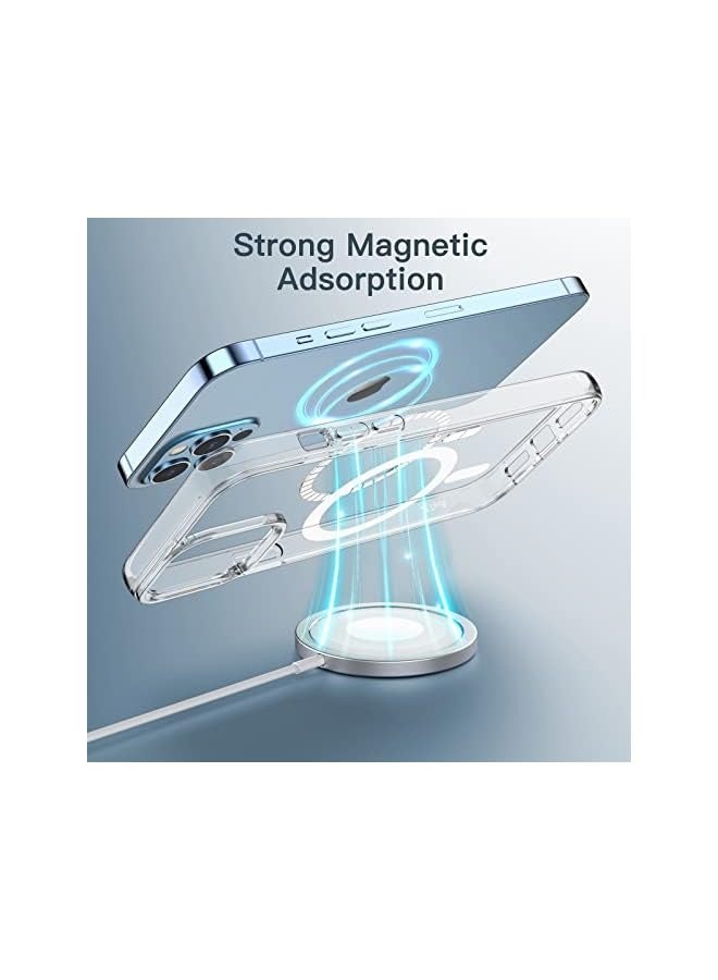 جي تيك حافظة مغناطيسية لهاتف آيفون 12 برو ماكس 6.7 بوصة متوافقة مع الشحن اللاسلكي MagSafe، غطاء ممتص للصدمات للهاتف، ظهر شفاف مضاد للخدش (شفاف) - Image 3