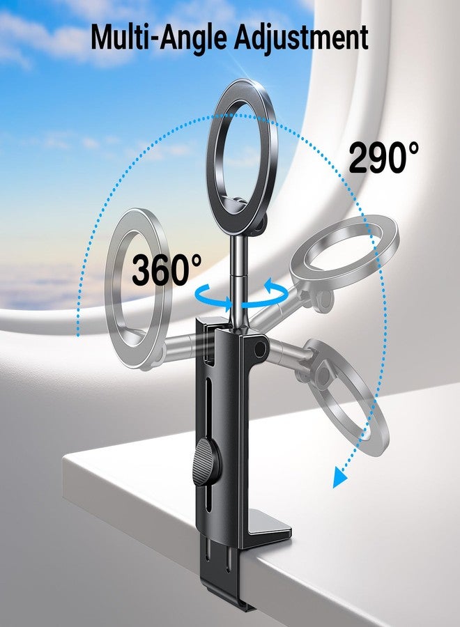 Coolpow for Magsafe Airplane Phone Holder Mount Travel Essentials Desk Mounts【360° Adjustable】 Plane Phone Holder Long Flight Must Haves, Airplane Travel Accessories for iPhone 16 15 14 13 Pro Max - Image 4