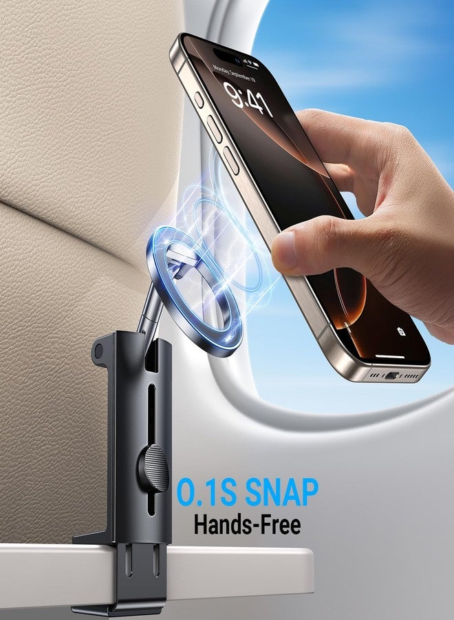 Coolpow for Magsafe Airplane Phone Holder Mount Travel Essentials Desk Mounts【360° Adjustable】 Plane Phone Holder Long Flight Must Haves, Airplane Travel Accessories for iPhone 16 15 14 13 Pro Max - Image 2