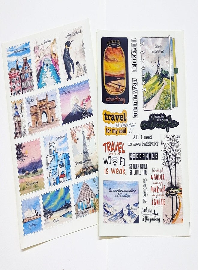 anujarusiya Travel Scrapbook Stickers - 110+ Unique Designs, Matte Laminated | Self-Adhesive Paper Stickers for Journals, Planners, and Travel Themes - Image 5
