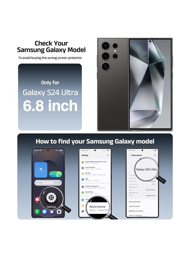 EZ-GLAZ 4 Pack for Galaxy S24 Ultra [6.8"] Screen Protector, 100% Fingerprint Unlock, 9H+ Hardness Military Grade Shatterproof Long Durable Tempered Glass Film with Flawless Fit Box, HD Clear - Image 2