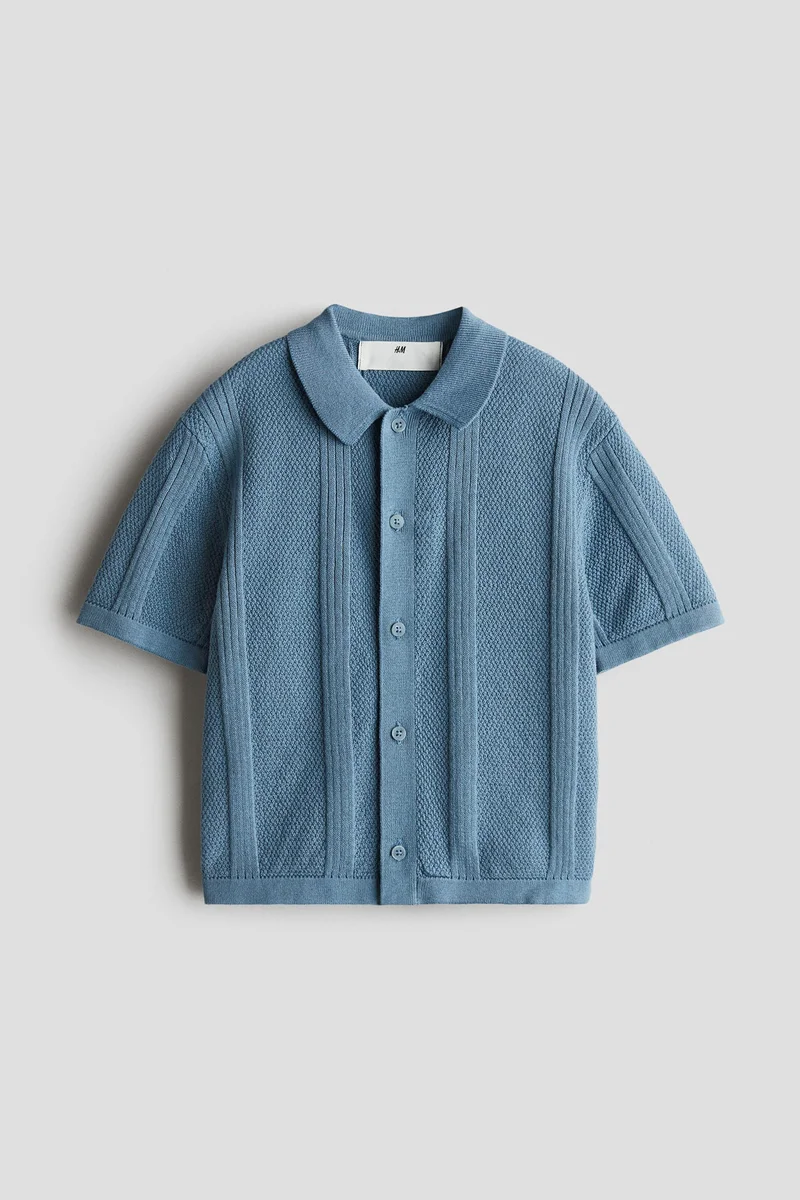 اتش اند ام قميص بحياكة بنمط بارز