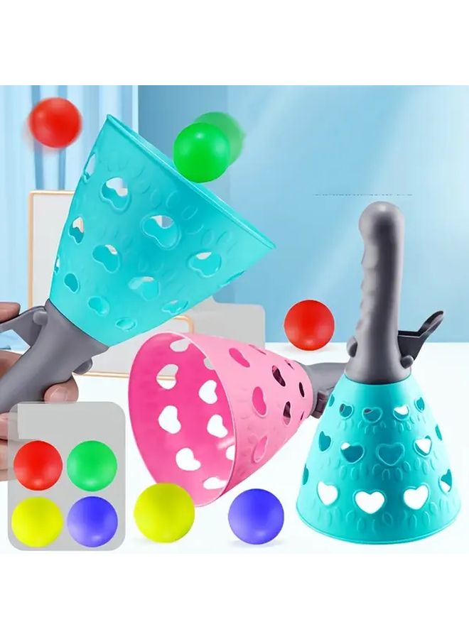 Blue Pop Pass Catch Ball Game with 2 Launcher Baskets 4 Balls for Outdoor Indoor Play - Image 5