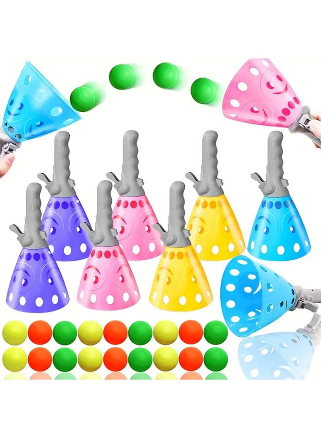 Blue Pop Pass Catch Ball Game with 2 Launcher Baskets 4 Balls for Outdoor Indoor Play - Image 4