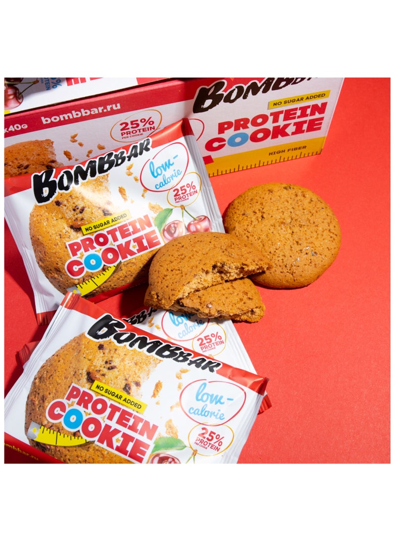 BOMBBAR Low Calorie Protein Cookie Cherry Flavor No Sugar Added 12x40g  - Image 2