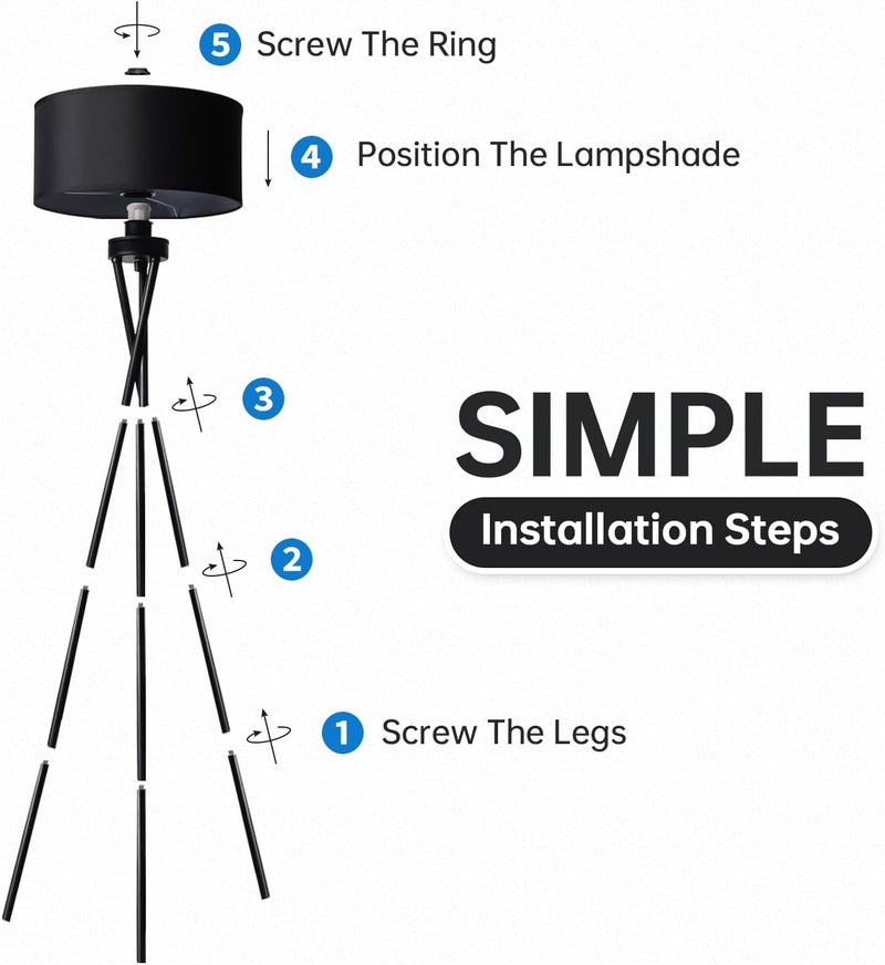 Perfin Triangle Floor Lamp Remote Control Dimmable Standing Lamp 12W Corner Floor Lamp, Suitable for Study, Bedroom, Living Room (Black) - Image 3