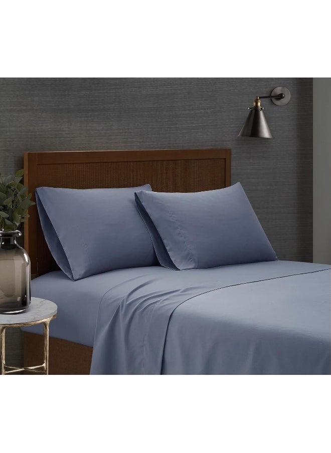 London Fog - London Fog – Garment Wash Solid Twin 4 Piece Sheet and Pillowcase Set – Soft Microfiber Fabric – Blue - Image 1