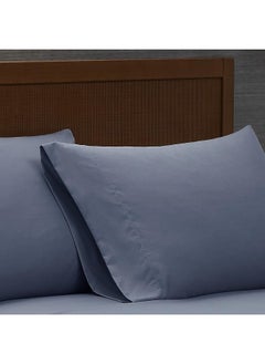 London Fog London Fog – Garment Wash Solid Twin 4 Piece Sheet and Pillowcase Set – Soft Microfiber Fabric – Blue  - Image 3