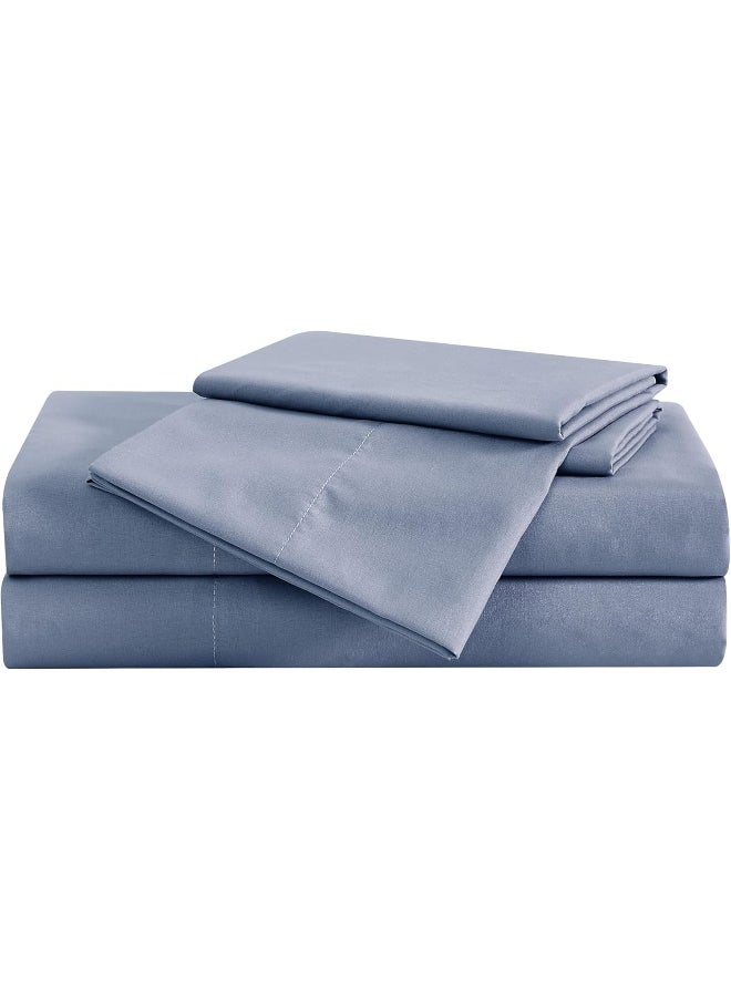 London Fog - London Fog – Garment Wash Solid Twin 4 Piece Sheet and Pillowcase Set – Soft Microfiber Fabric – Blue - Image 1