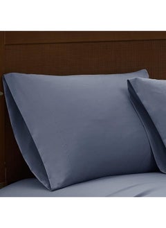 London Fog London Fog – Garment Wash Solid Twin 4 Piece Sheet and Pillowcase Set – Soft Microfiber Fabric – Blue  - Image 4