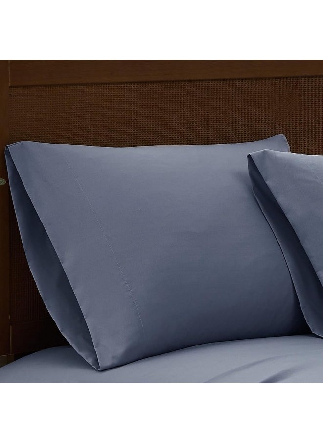 London Fog - London Fog – Garment Wash Solid Twin 4 Piece Sheet and Pillowcase Set – Soft Microfiber Fabric – Blue - Image 1