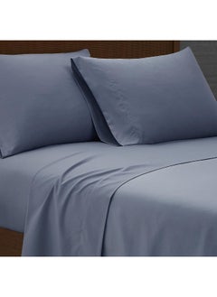 London Fog London Fog – Garment Wash Solid Twin 4 Piece Sheet and Pillowcase Set – Soft Microfiber Fabric – Blue  - Image 5