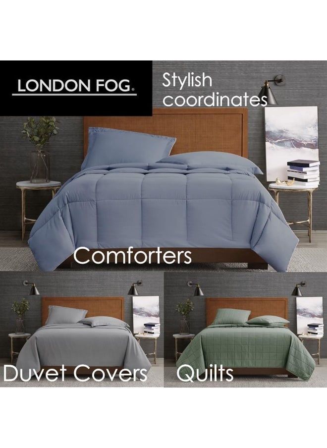 London Fog - London Fog – Garment Wash Solid Twin 4 Piece Sheet and Pillowcase Set – Soft Microfiber Fabric – Blue - Image 1