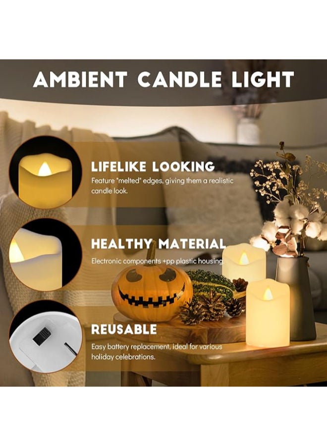 24 قطعة - شمعة شاي واقعية ساطعة ومتموجة، شموع LED بدون لهب تعمل بالبطارية - Image 4