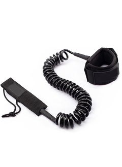 Leash Coiled 10 Strong 7mm Cord, Comfortable Padded Neoprene Ankle Cuff Stand up Paddle Board Leash with Double Swivels Anti-rust, Flexible Surfboard Leash